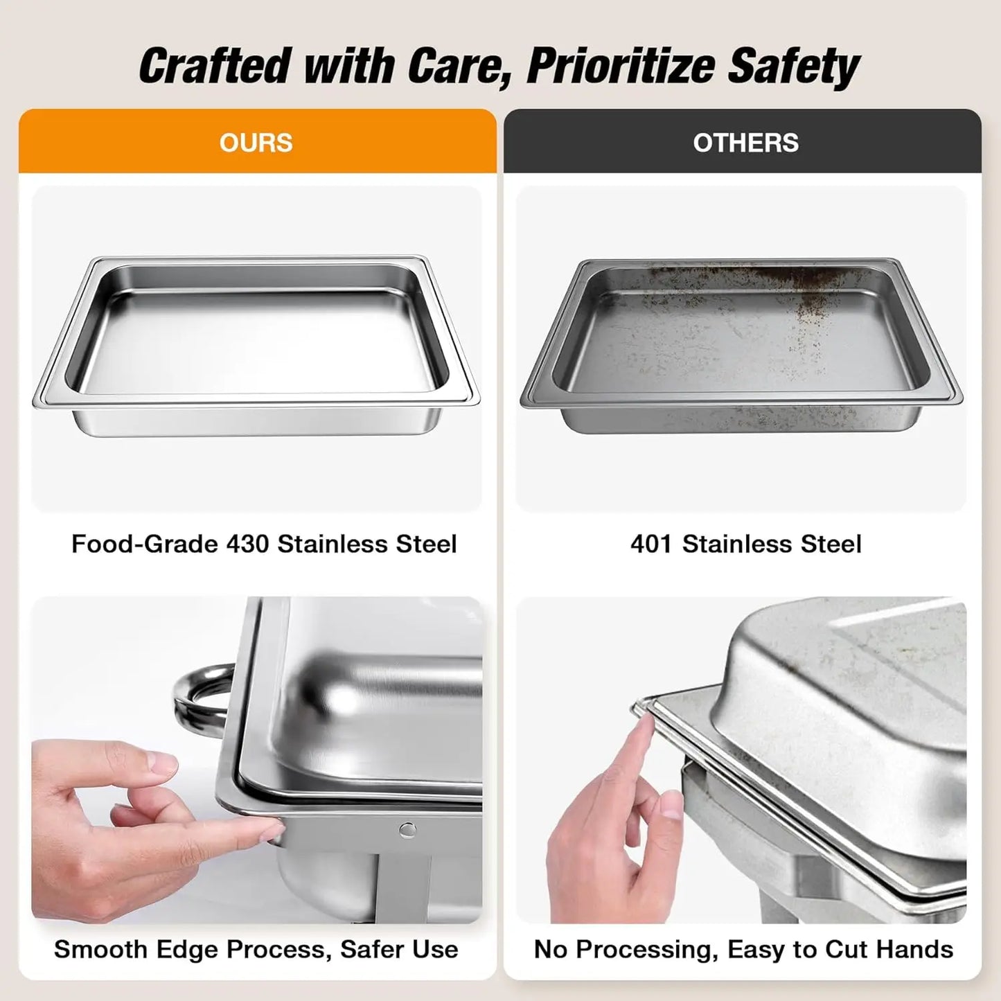 2/4 Pack 8QT Chafing Dish Buffet Set Stainless Steel Food Warmer Kit with Lids Holders