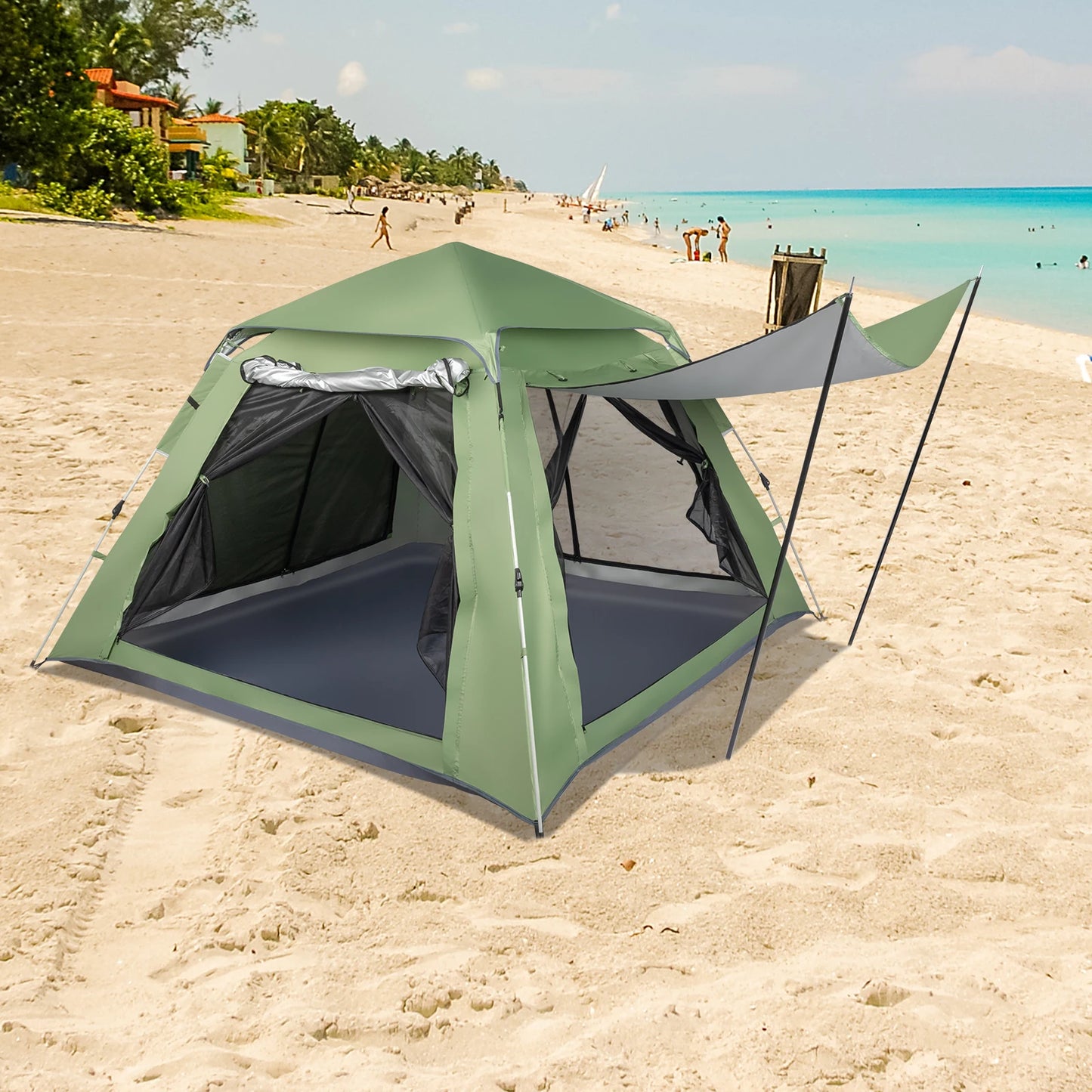 SPRING 4 Person Camping Tent, Waterproof & Sunproof Canopy Stargazing Tent, Easy Set Up Family Tent