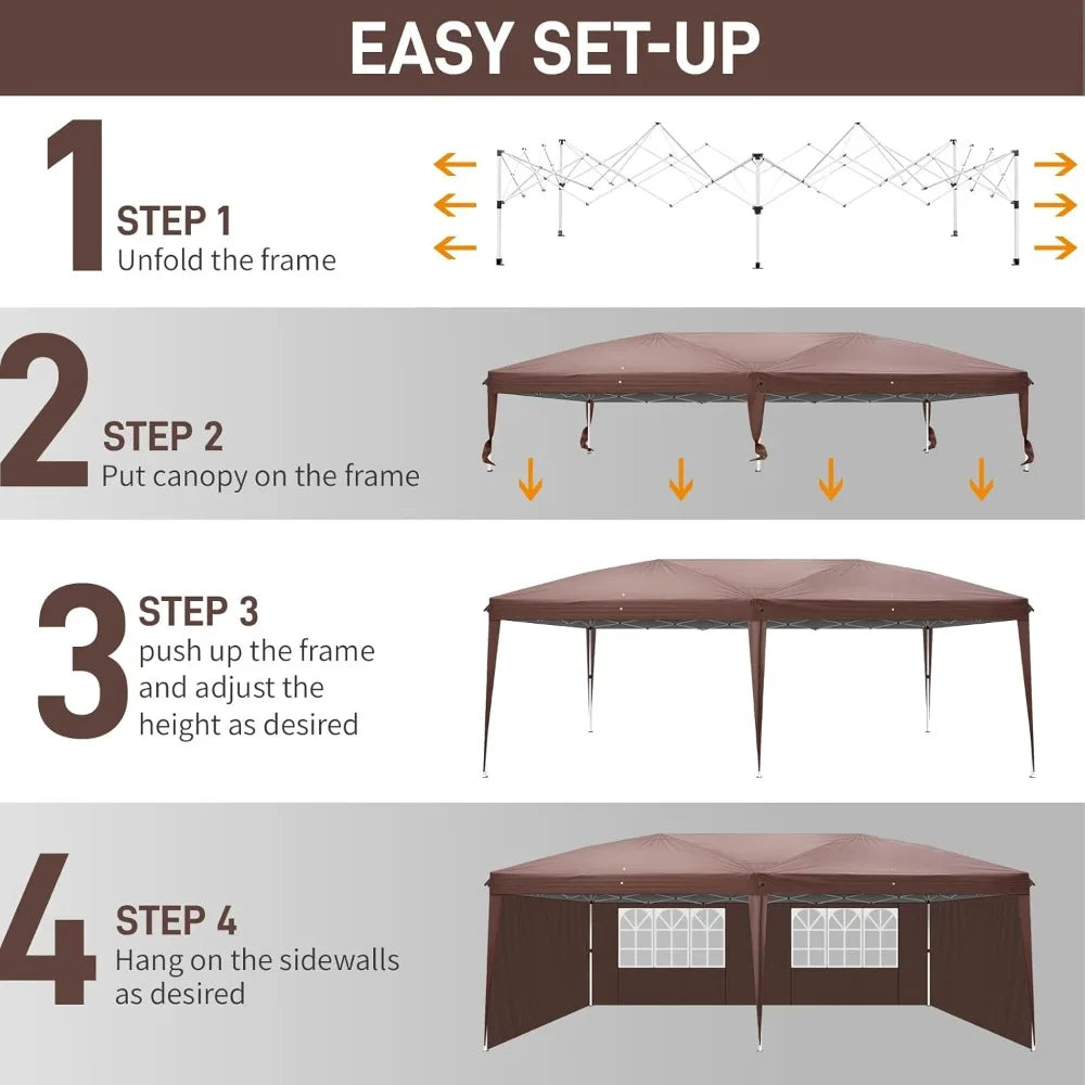 10x20ft Ez Pop Up Canopy, Portable Instant Canopy Tent/4 SideWalls, Party, Wedding