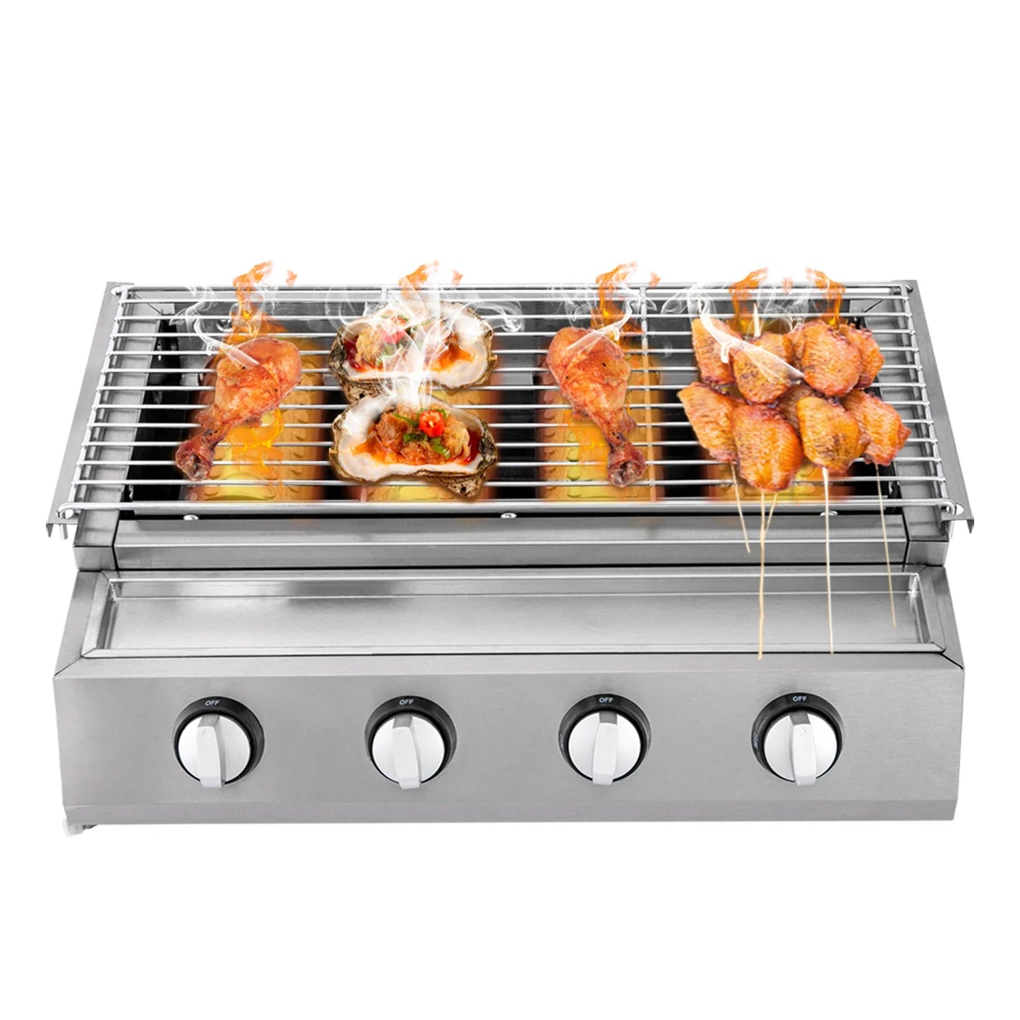 Portable Bbq Propane Gas Grill With 4 Burners Stainless Steel Patio Garden Barbecue