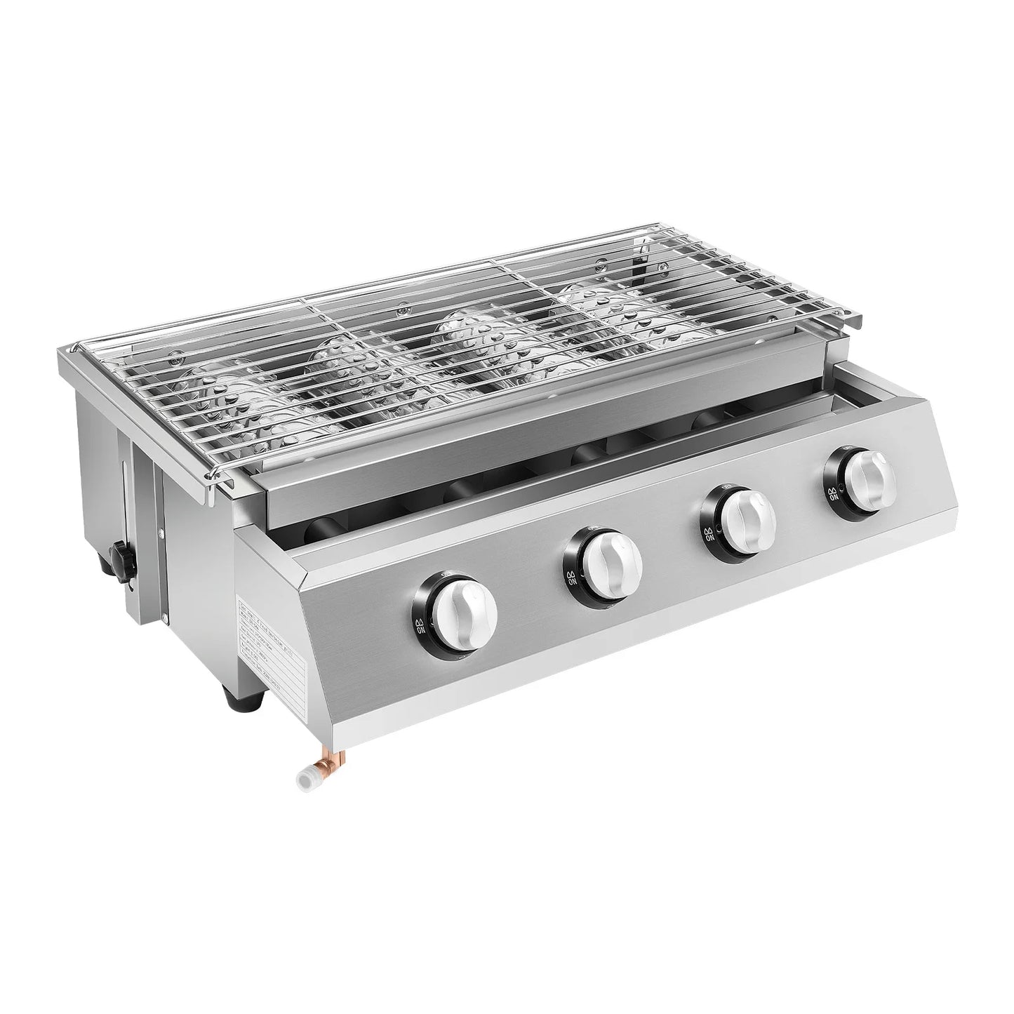 4 Burner BBQ Propane Gas Grill Stainless Steel Smokeless Barbecue Grill Portable BBQ Grill Removable