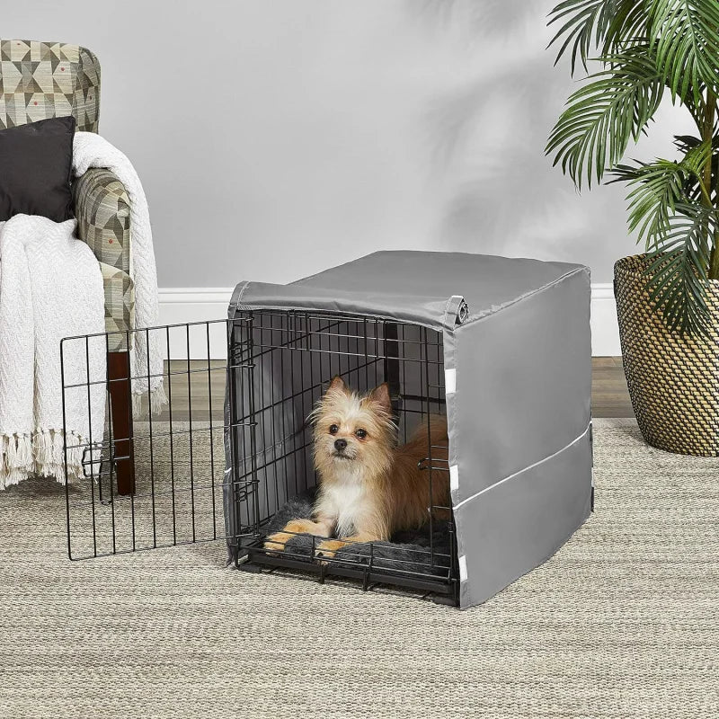 New World Double Door Dog Crate Kit Includes One Two , Matching Gray Bed &   Cover, 24-Inch