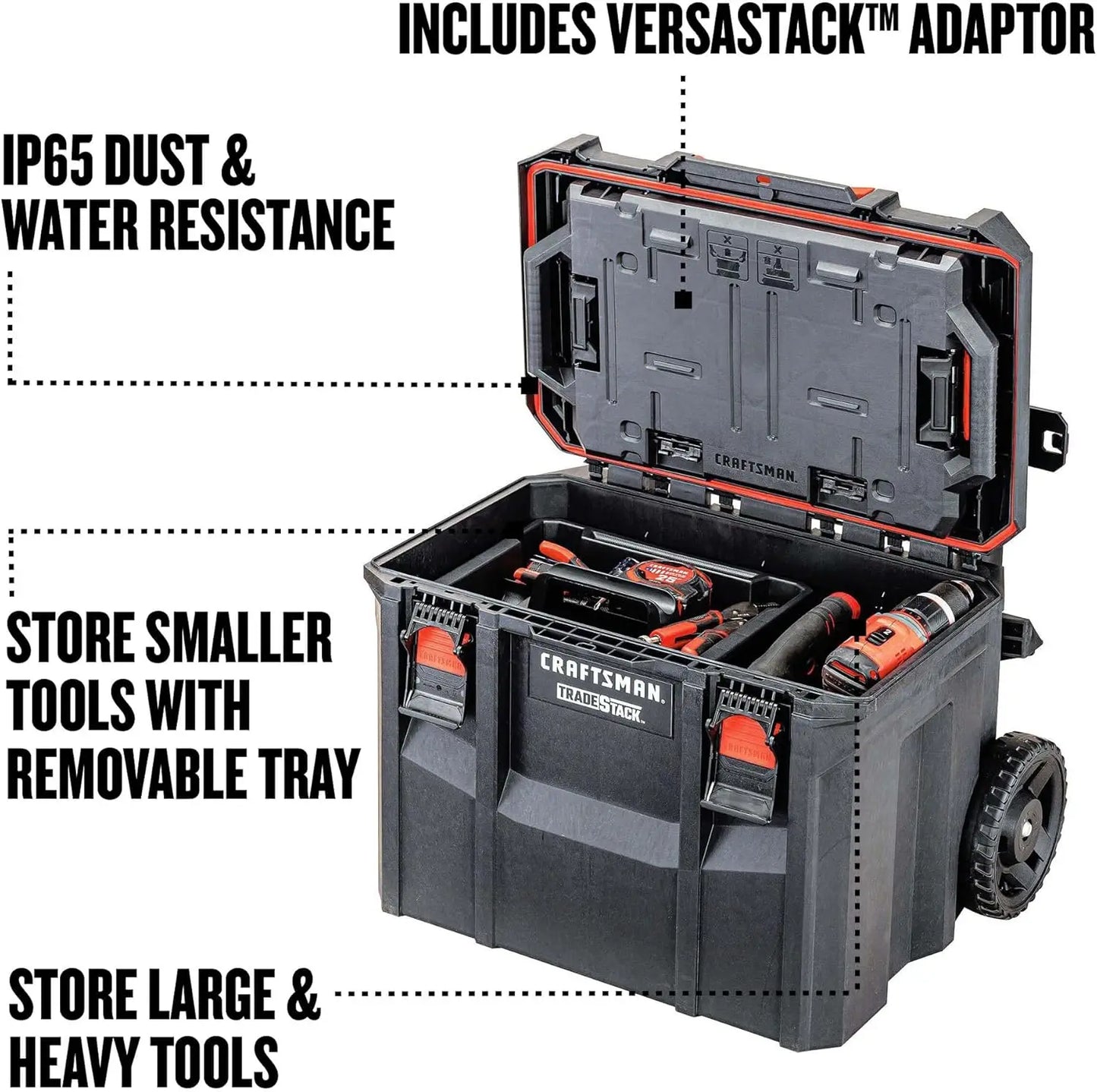 CRAFTSMAN TRADESTACK toolbox, with wheels, waterproof stackable system, 22.5 inches