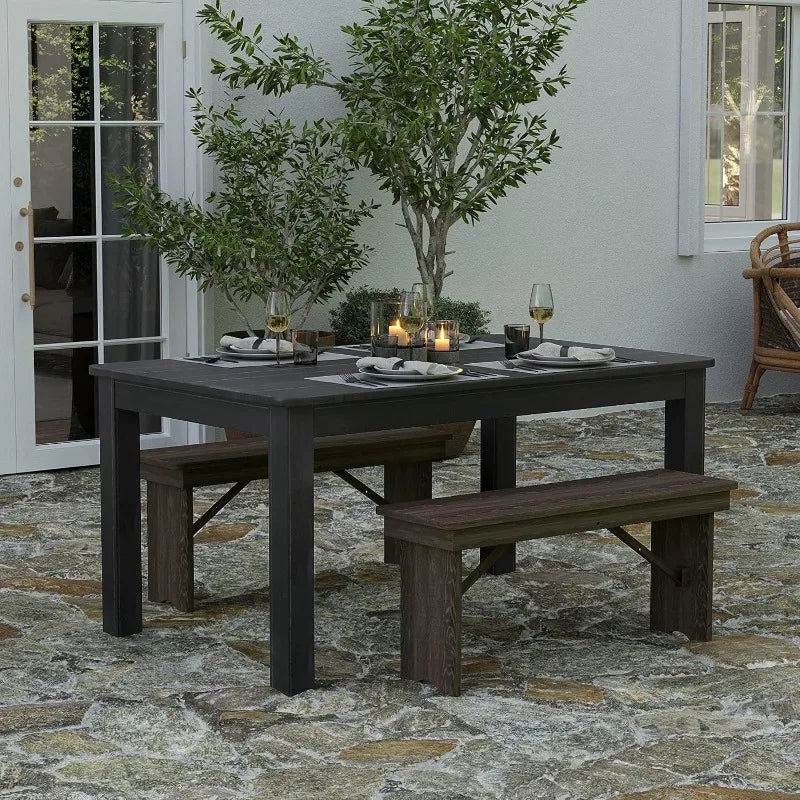 Rustic Brown Solid Wood Dining Table, Kitchen Table w/Square Legs, Farmhouse Dining Table, 46" x 30"