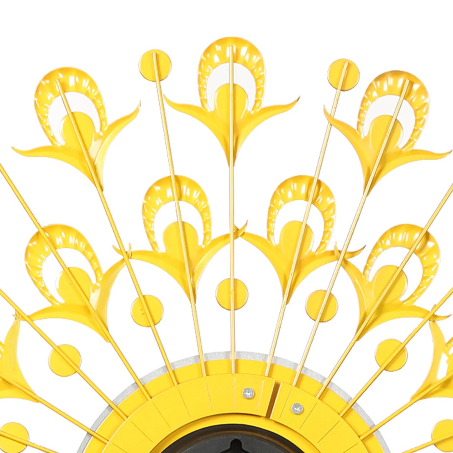 Peacock Feather Wall Clock 24" Gold, Silent Quartz Movement Large Clock, Modern Artistic Wall Decor