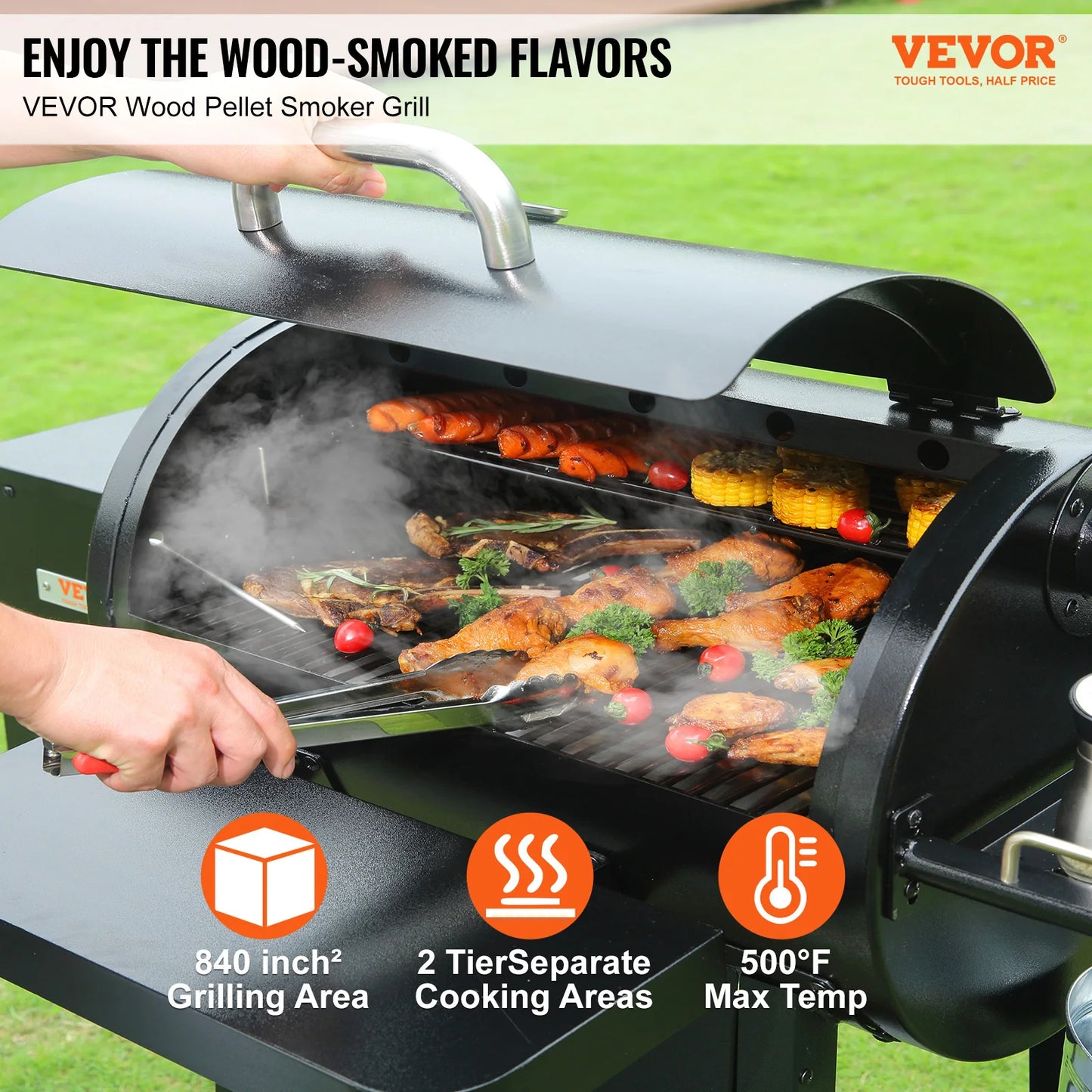 VEVOR Portable Charcoal Grill Propane Gas with Cover and Cart Heavy Duty Iron