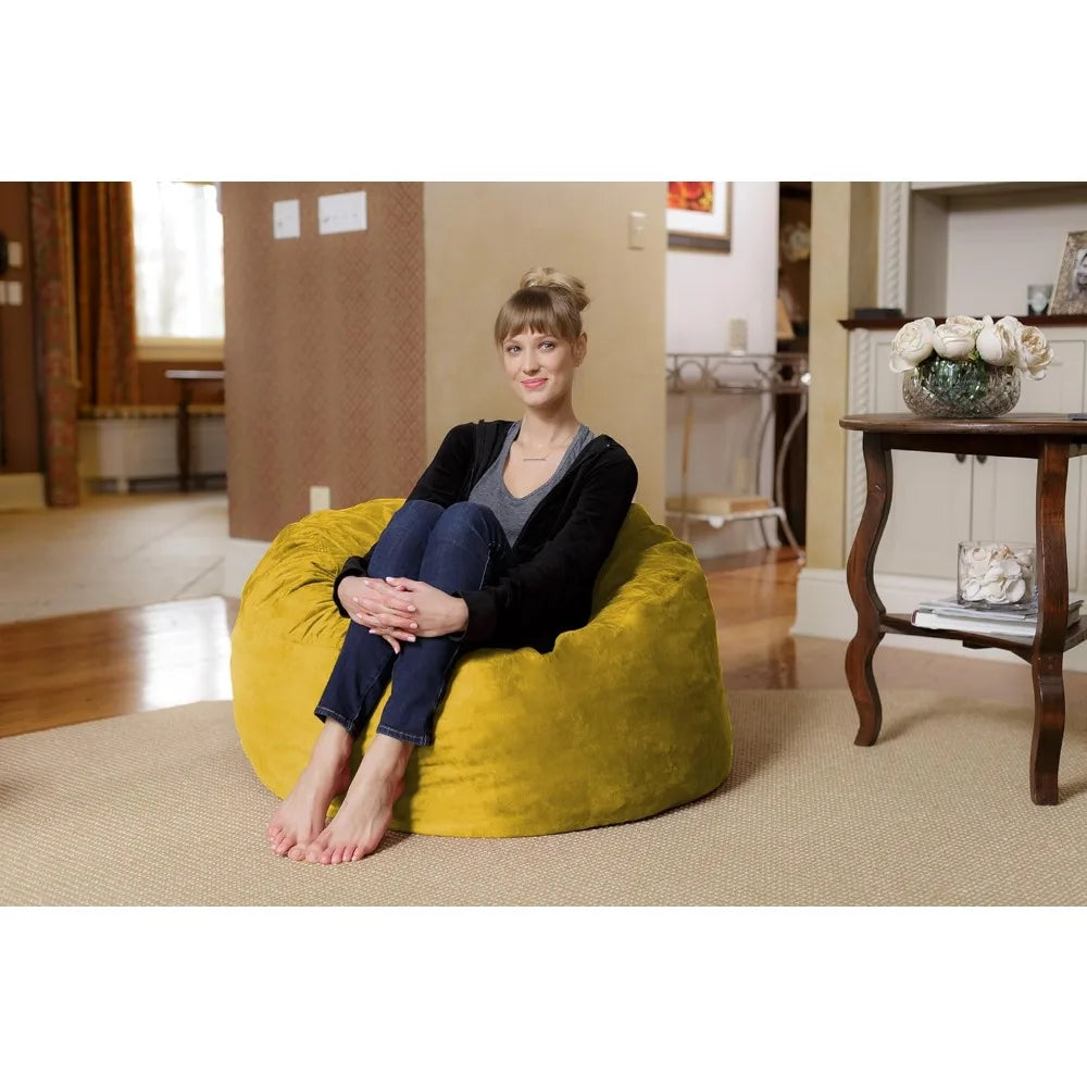 Chill Sack Memory Foam Bean Bag Chair, 3-Feet, Lemon Micro Suede Bean Bag Chair