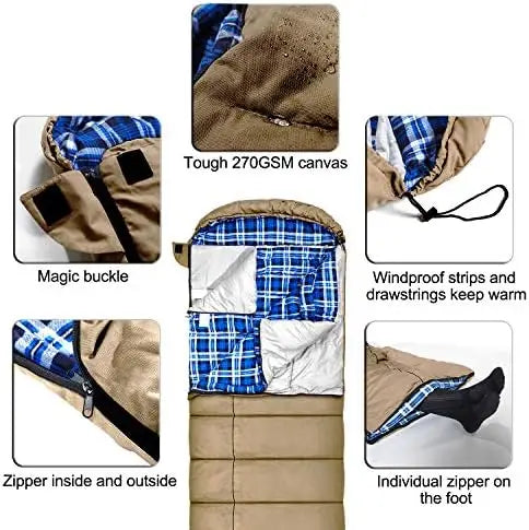 Degree Canvas Sleeping Bag, Camping Particularly in Cold Winter Outdoor