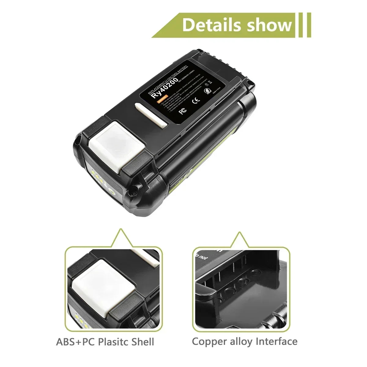 Ryobi OP40401 Battery 40V 6.0Ah Ryobi OP4026 OP4030 OP4050 OP4060A OP40201 OP40301 Batteries