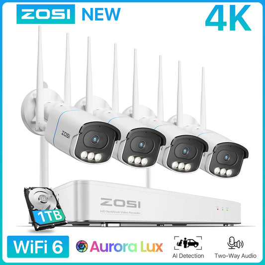 ZOSI 4K WiFi 6 CCTV Security Camera System Aurora Lux True Color Night Vision 8CH 8MP NVR 8MP/5MP
