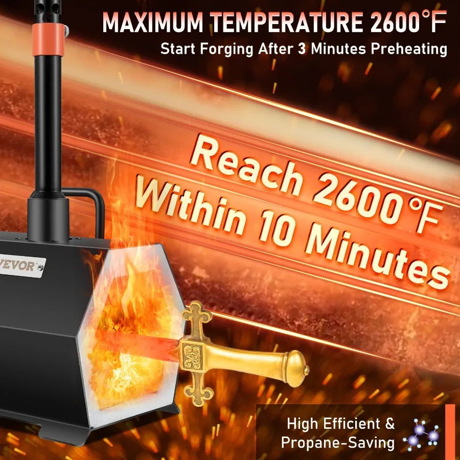 Propane Forge Portable Single Burner Tool and Knife Making Large Capacity Blacksmith Farrier Forges