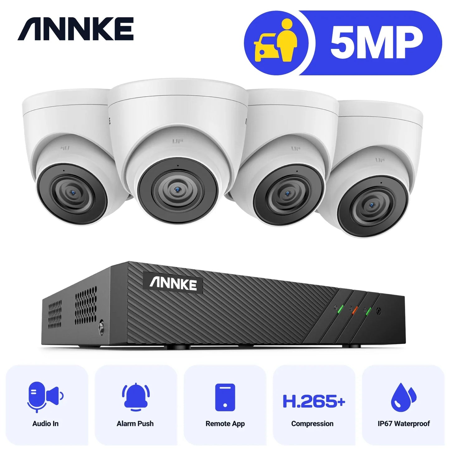 ANNKE 8CH FHD 5MP POE Network Video Security System H.265+ 6MP NVR With 5MP