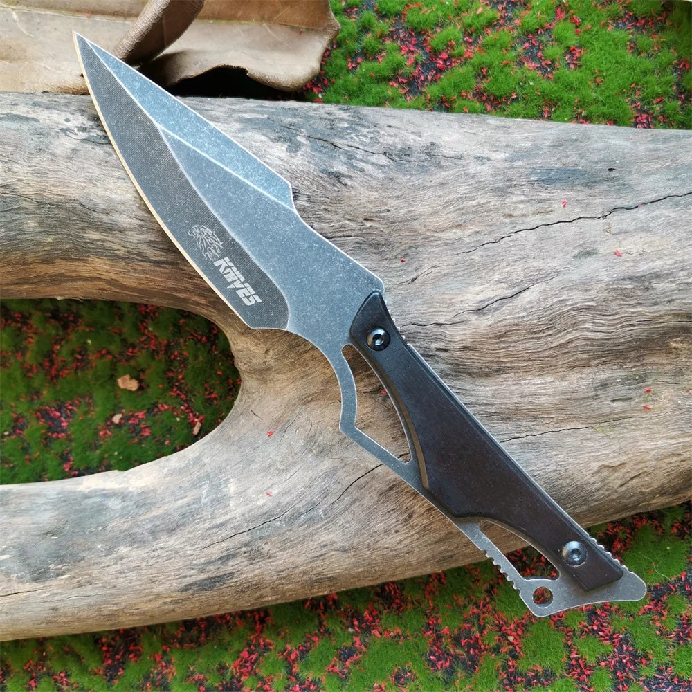 Black Wilderness Survival Knife with Wooden Handle - My Store