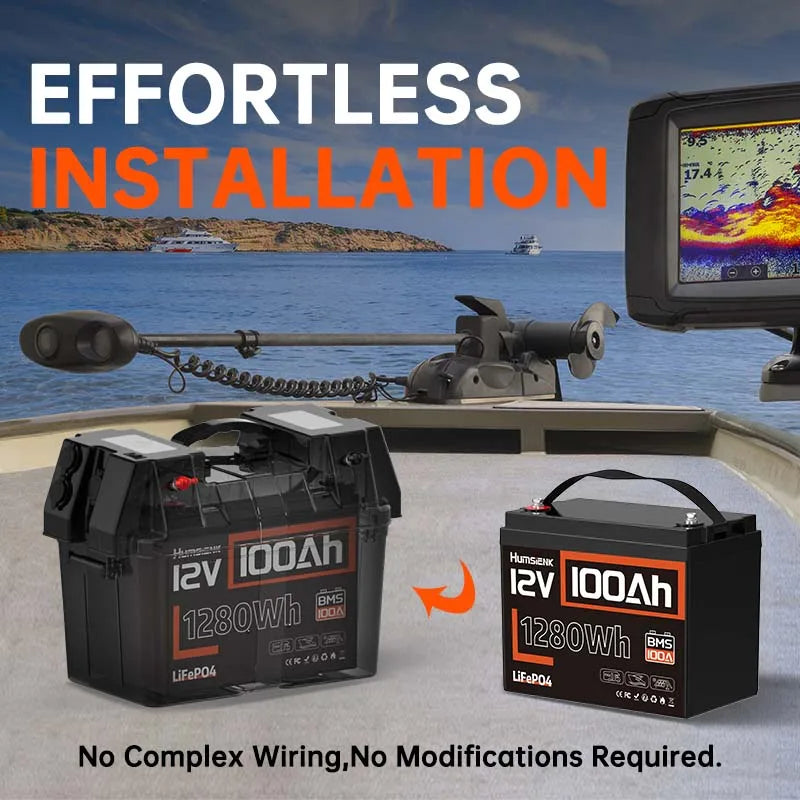 Humsienk 12V 100Ah Built-in 100A BMS Lithium Iron Phosphate Battery Packs