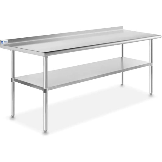 Stainless Steel Commercial Kitchen Prep Table 72 X 30 Inches with Backsplash & Under Shelf NSF