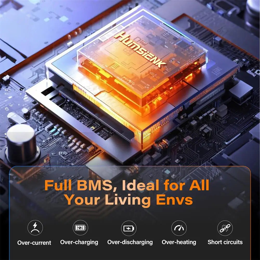 Humsienk 12V 100Ah LiFePO4 Battery With Low-Temp Protection Built-in 110A BMS 15000 Cycles