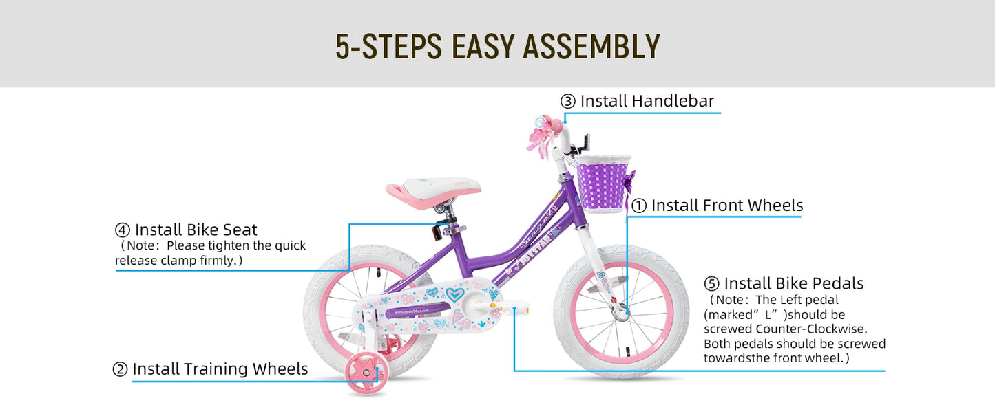 US warehouse Colorful Girls Bike with Basket & Training Wheels 12 14 16 18 Inch Kids Bike Foot Brake