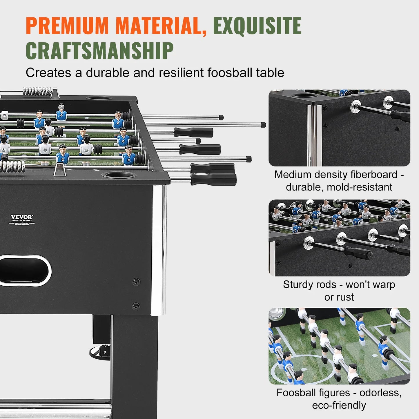 VEVOR Foosball Table Game 55in Soccer Tabletop Standard Size Tabletop Soccer w/Foosball Table Set