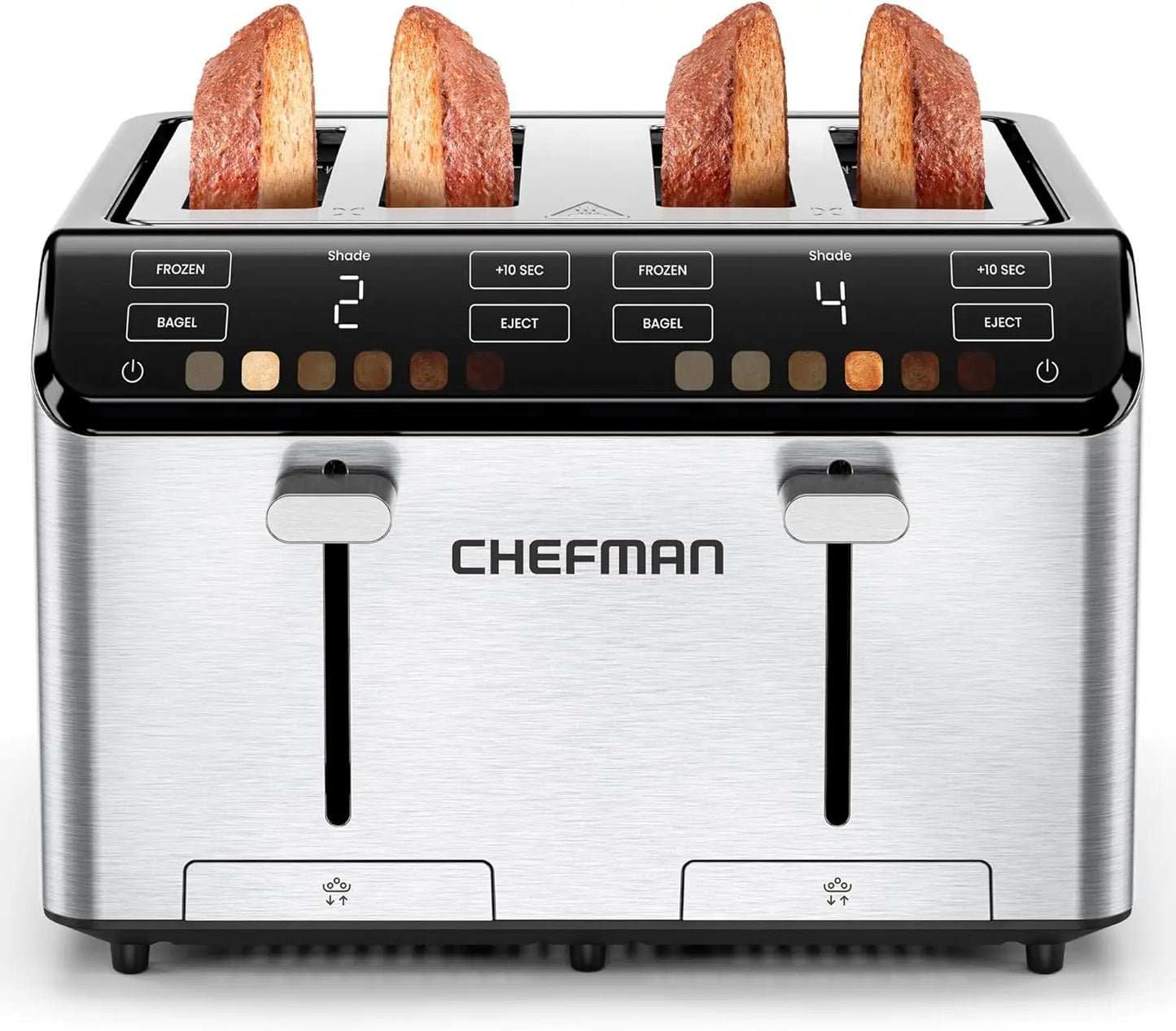 CHEFMAN Smart Touch 4-Slice Digital Toaster/Extra-Wide Slots 6 Settings Touchscreen Bagel Function