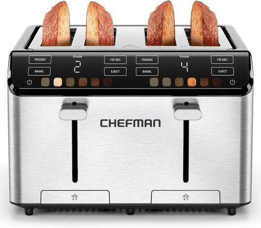 CHEFMAN Smart Touch 4-Slice Digital Toaster/Extra-Wide Slots 6 Settings Touchscreen Bagel Function