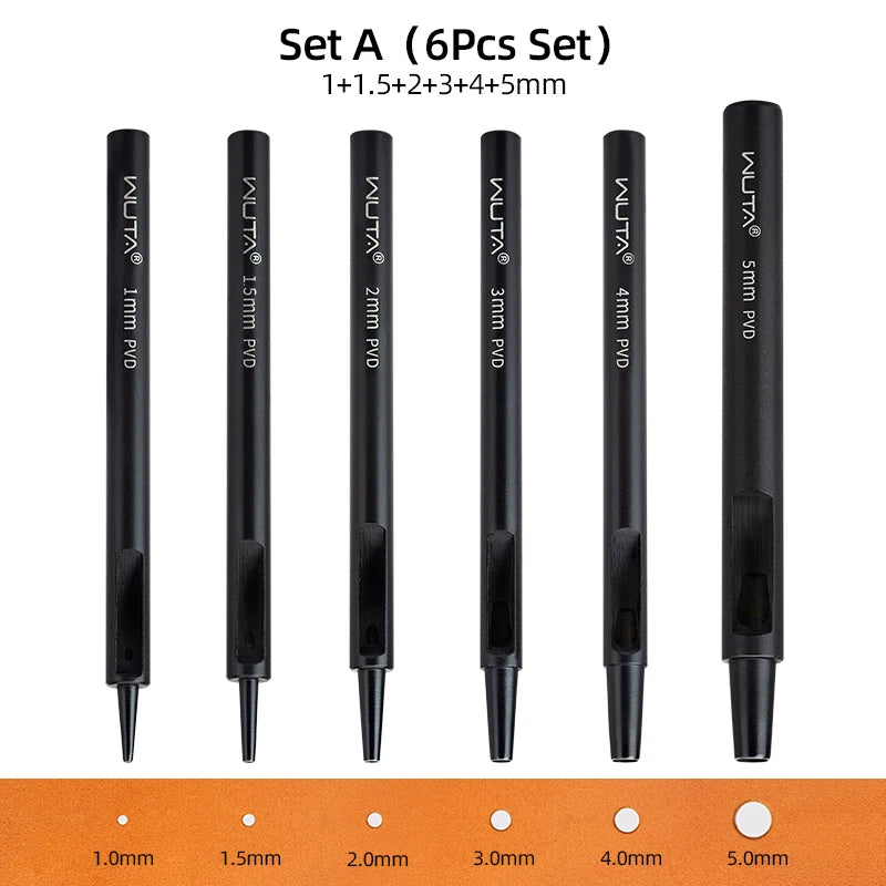 WUTA Plating Titanium Leather Hollow Punching Tool Set Round Hole Puncher DIY Craft for Leather