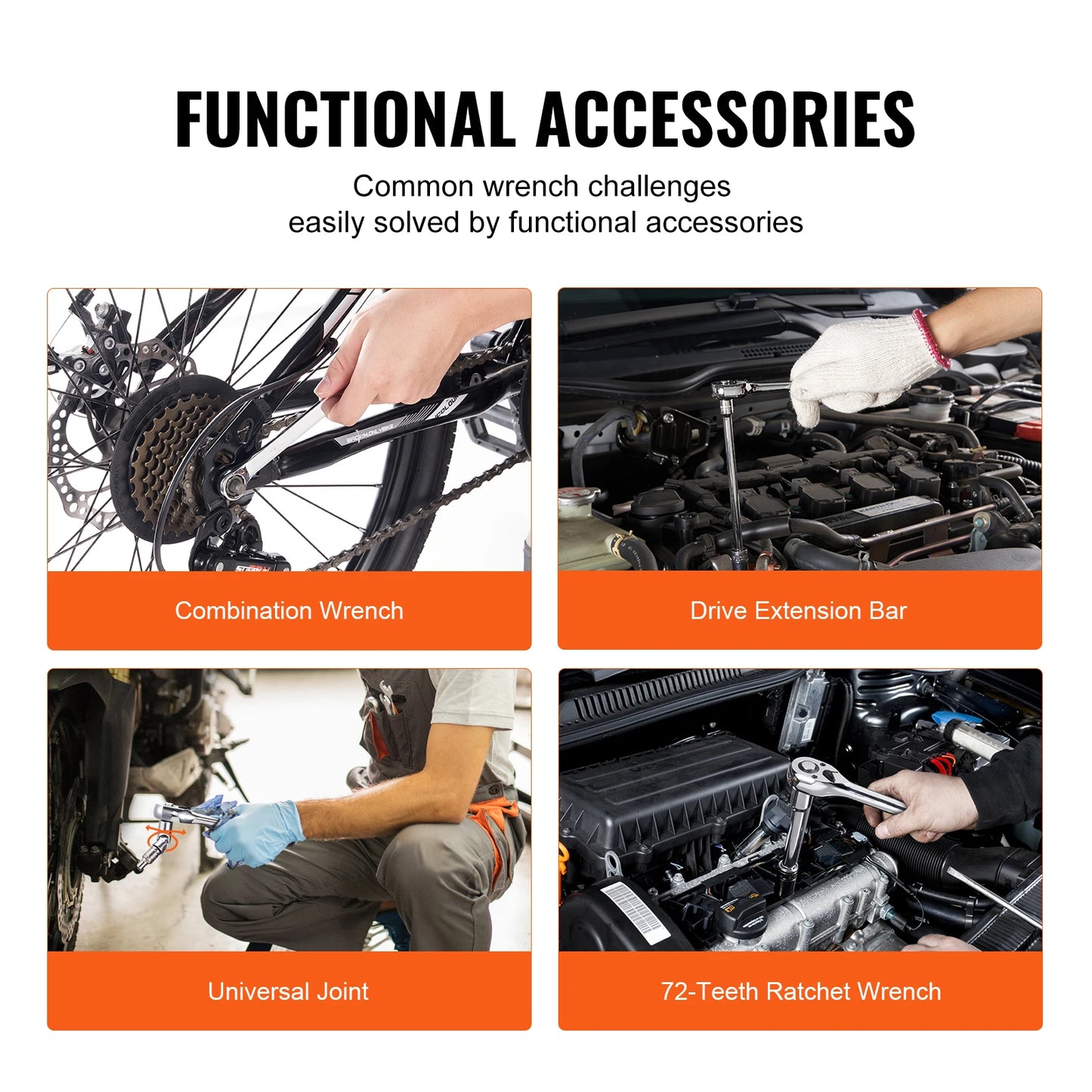 SucceBuy Mechanics Tool Set and Socket Set Deep and Standard Sockets 145/205 Pcs SAE and Metric