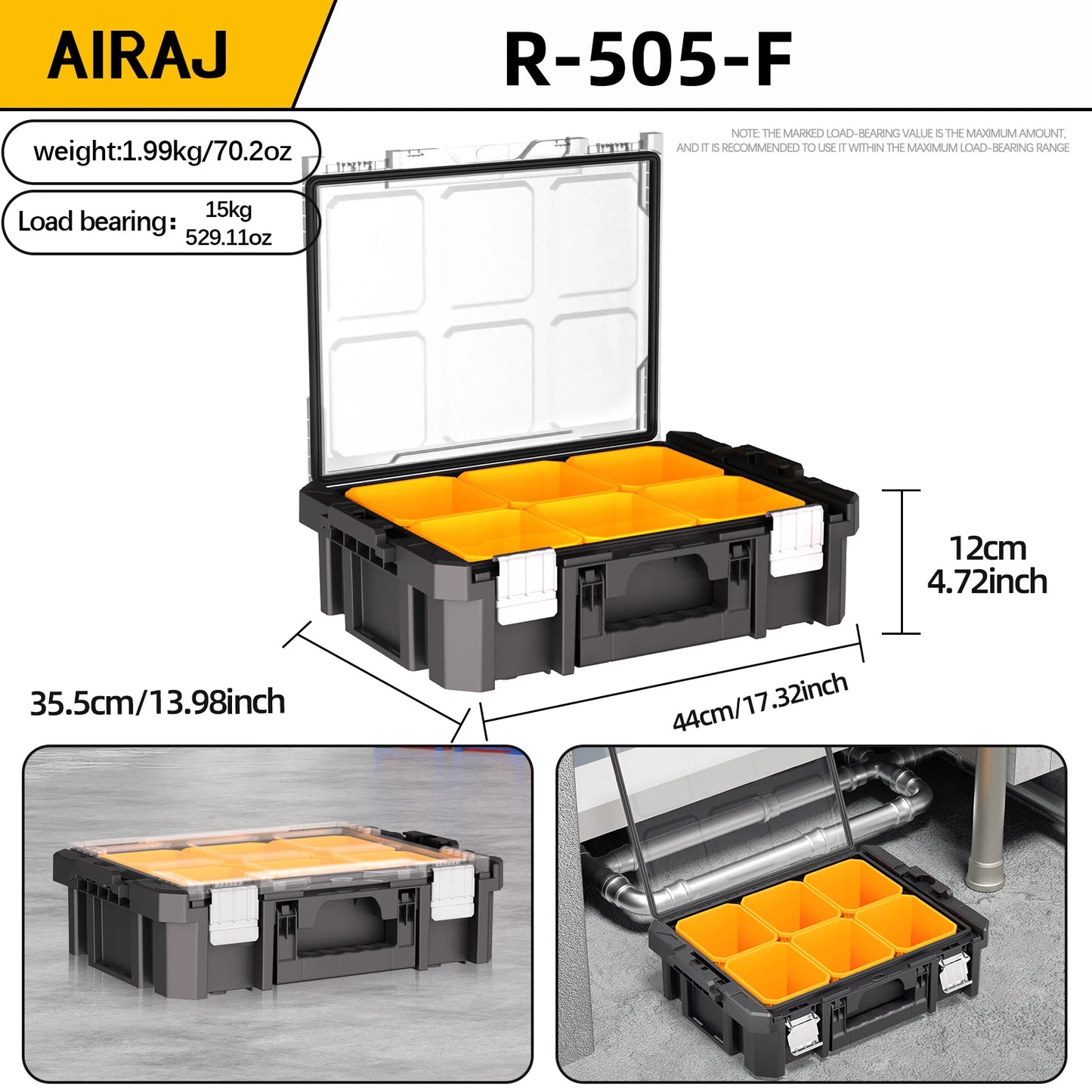 AIRAJ MultiFunctional Tier Stackable Rolling Plastic Portable Folding Tool Storage Box