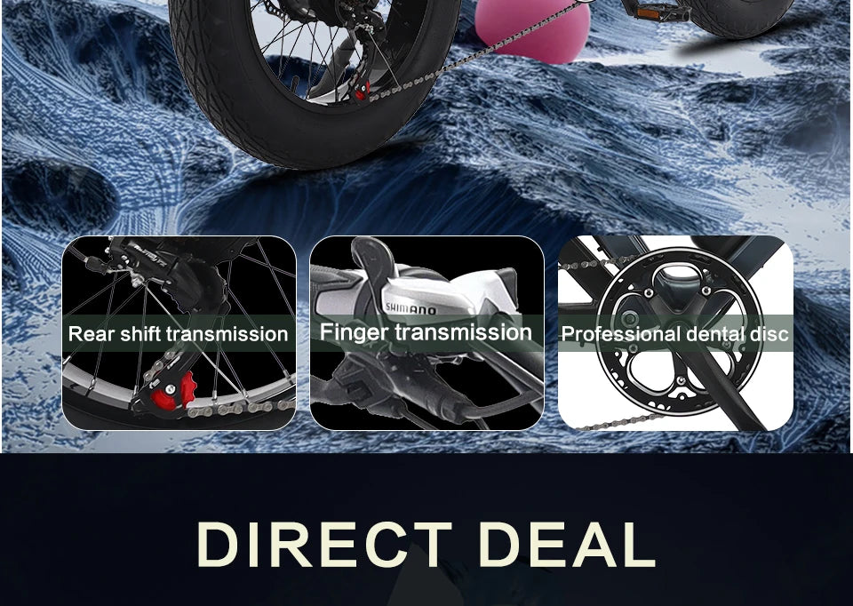 US Stock 1500w 48V Fat Tire Electric Bike Motorcycle Adults Off Road All-Terrain Bikes