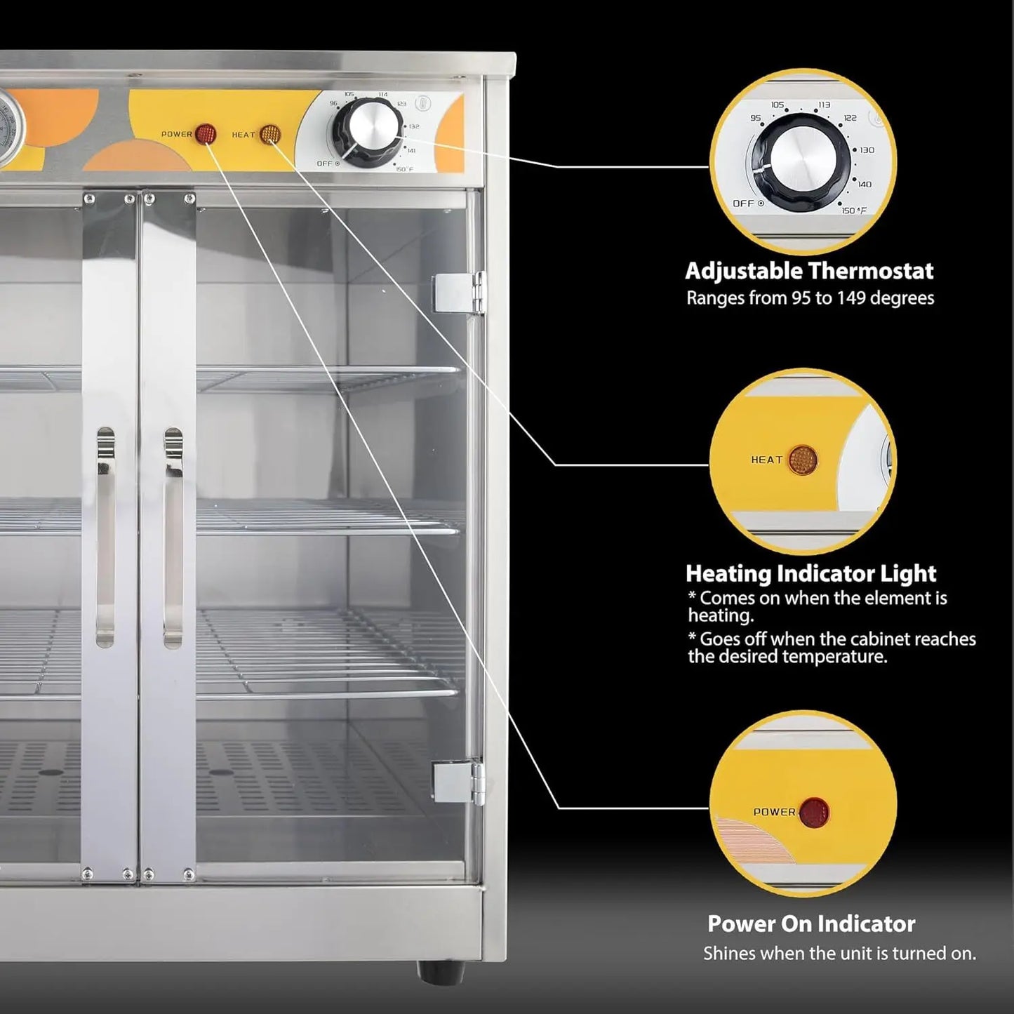 Electric Commercial Hot Box Food Warmer for Pizza/Pretzel, Countertop Heated Holding Cabinet