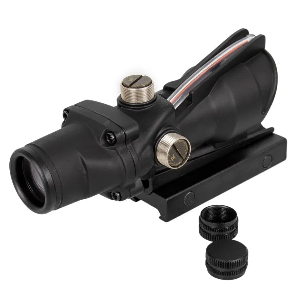 4X32 Hunting Riflescope Real Fiber Optics Green/Red Dot Illuminated Etched Reticle Tactical Sight