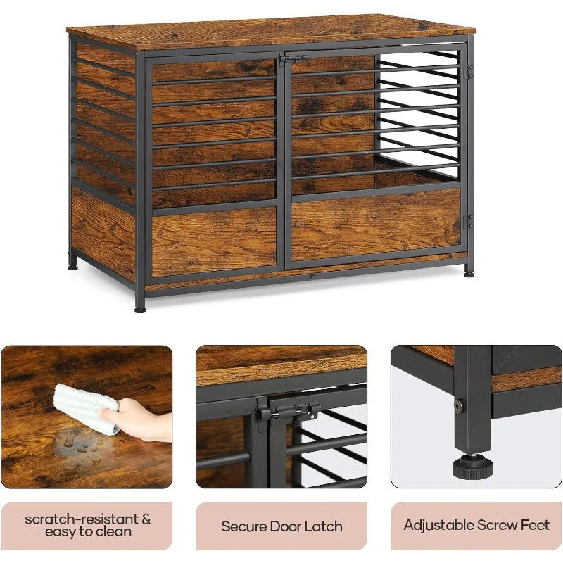 LIANTRAL Small Dog Crate Furniture, Heavy Duty Wood with Storage Side End Table