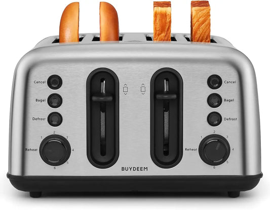DT440 4 Slice Toaster, Stainless Steel Toaster with Extra Wide Slots for Bagels, Muffins, Lift Lever
