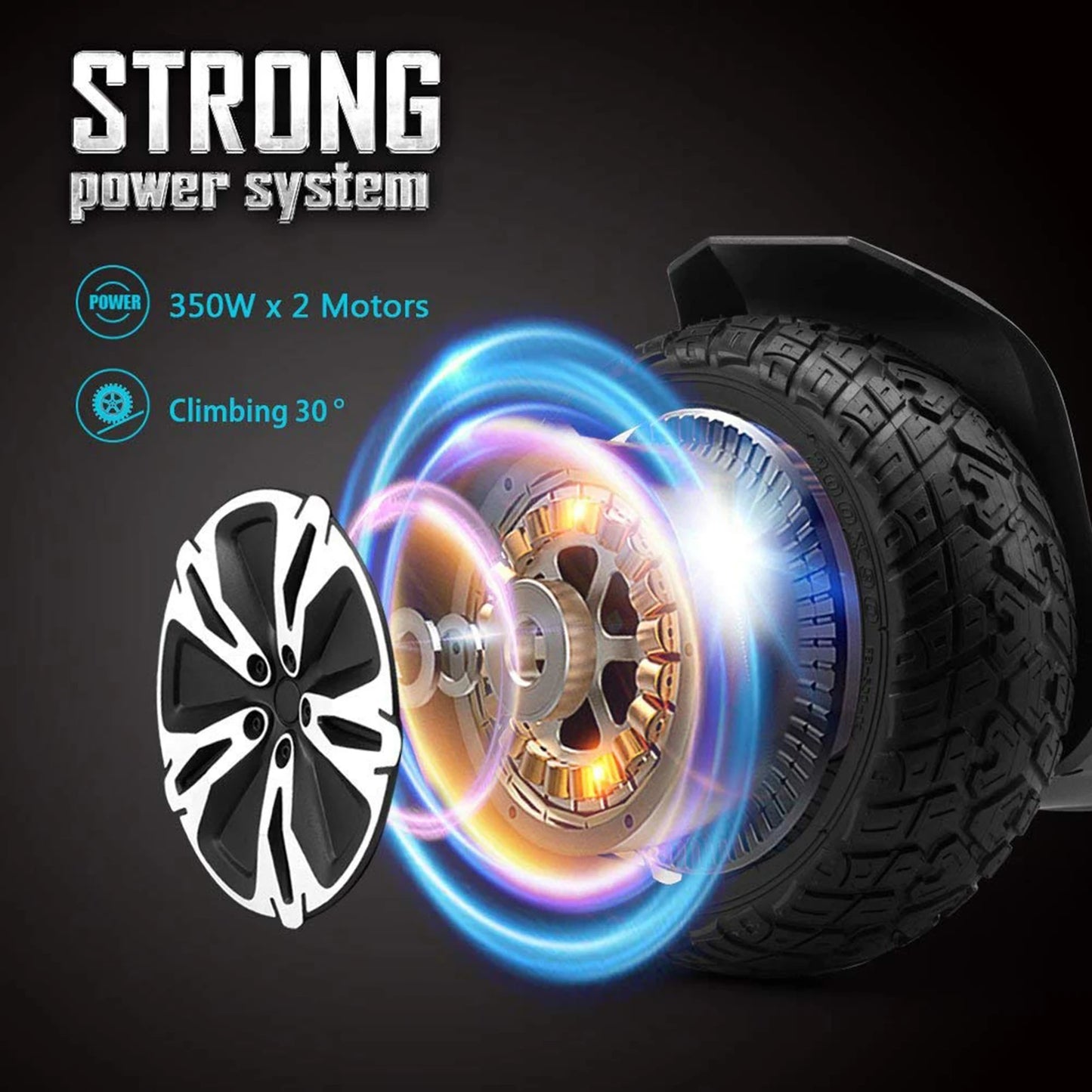 8.5 inch All Terrain Off Road Hoverboard with Bluetooth Speakers and LED Lights, UL2272 Certified