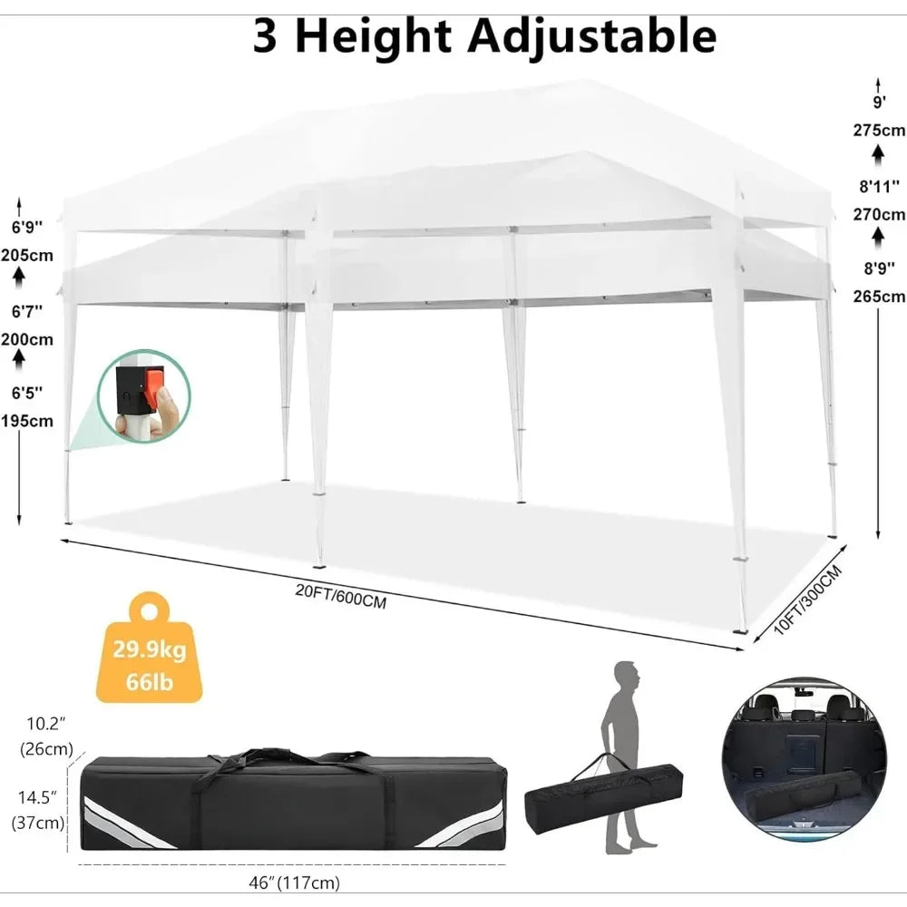 Waterproof Outdoor Event Shelter Gazebo Sun Shade Portable 10x20 white