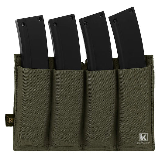 KRYDEX Quadruple Elastic Open Top SMG Magazine Pouch MOLLE Tactical MP5/ MP7 / Kriss Mag Pouch