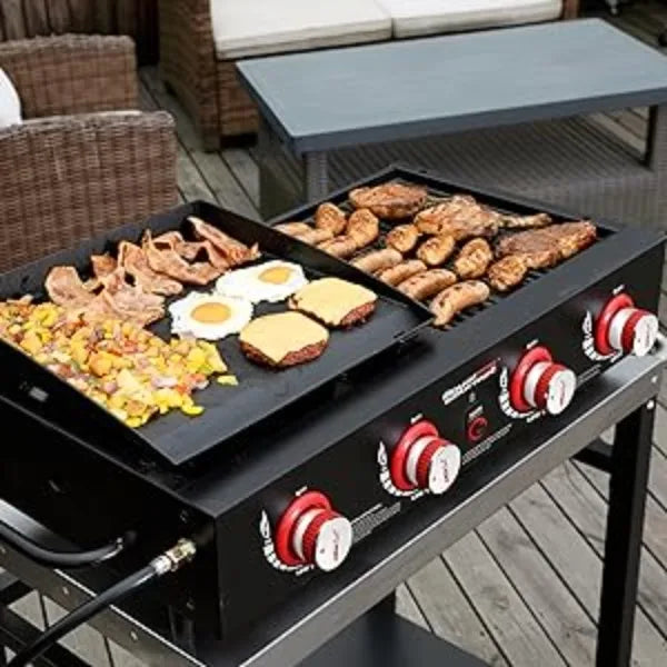 Tabletop Gas Grill Griddle, 4-Burner Portable Propane Grill Griddle Combo, 40,000 BTU, Black