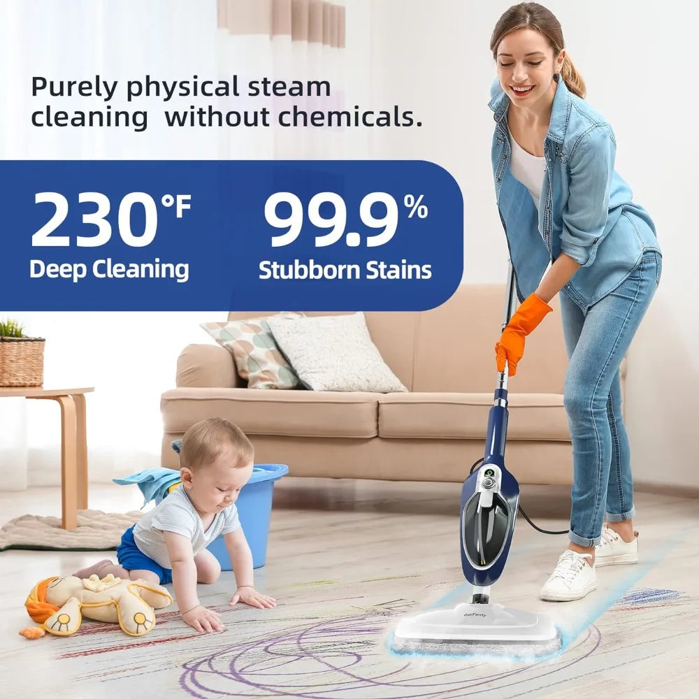 Steam Mop - 10-in-1 Floor Steamer Detachable Handheld Steam Cleaner with 11 Accessories