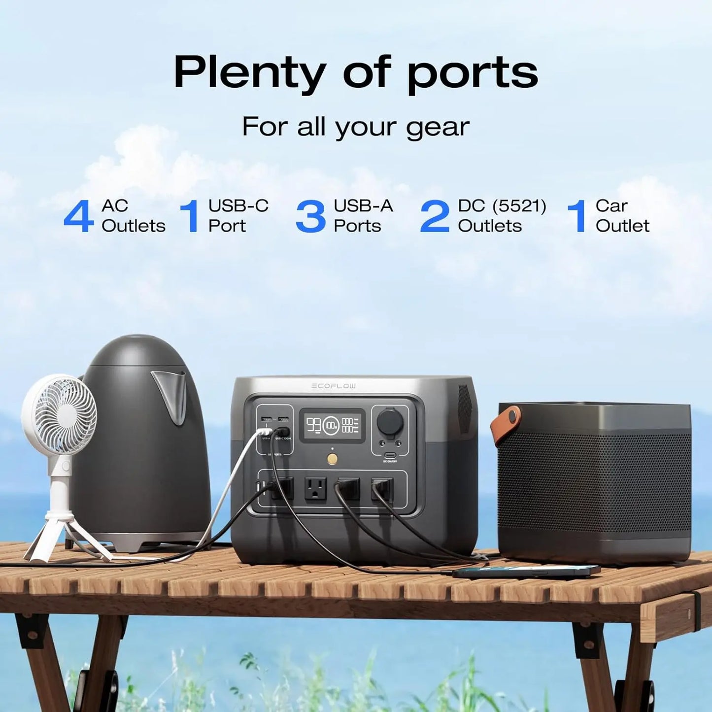 ECOFLOW Portable Power Station RIVER 2 Pro 700, 716Wh LiFePO4 Battery, 4x800W AC Outlets, Solar