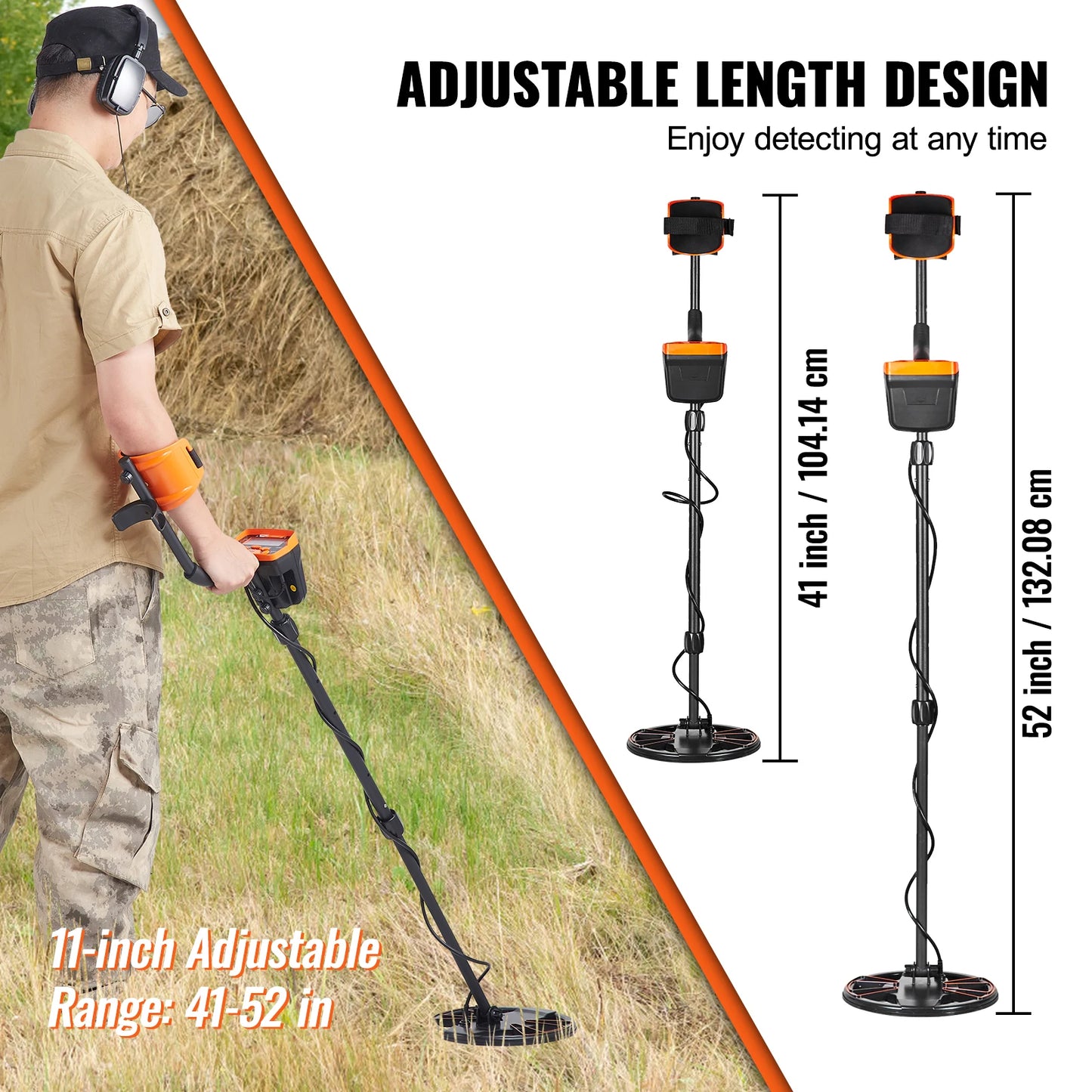 VEVOR Metal Detector for Adults & Kids 10Inch Waterproof Search Coil with LCD Display