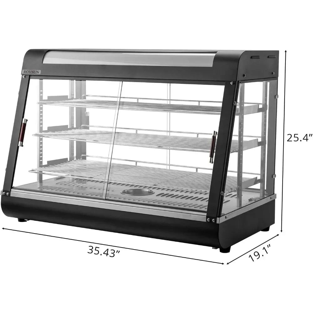 Food Warmer Display W/LED Lighting, 3-Tier Electric Food Warmer Commercial, Adjustable Removable