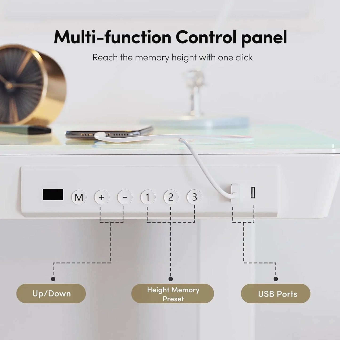 55" Glass Electric Standing Desk with Drawers, 55 inch Whole-Piece Glass Desktop Rising Desk