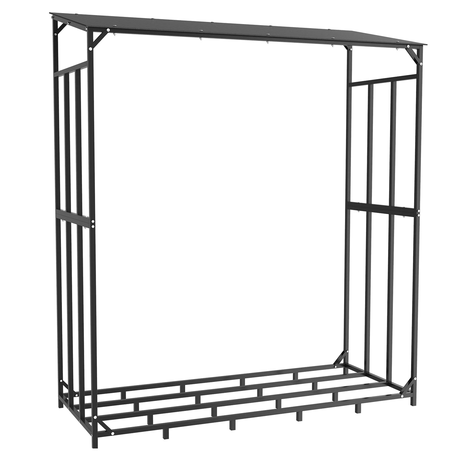 Heavy Duty Tall Metal Firewood Rack Stand with Top Cover Fireplace Wood Storage Stacking Holder