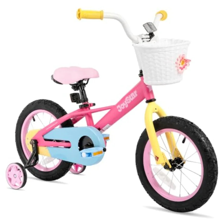 12 14 16 Inch Bike for 2-7 Years Girls 33-53 Inch Tall Toddler Girls Bike with Training Wheels Rainbow Bikes Bicycle Macaroon