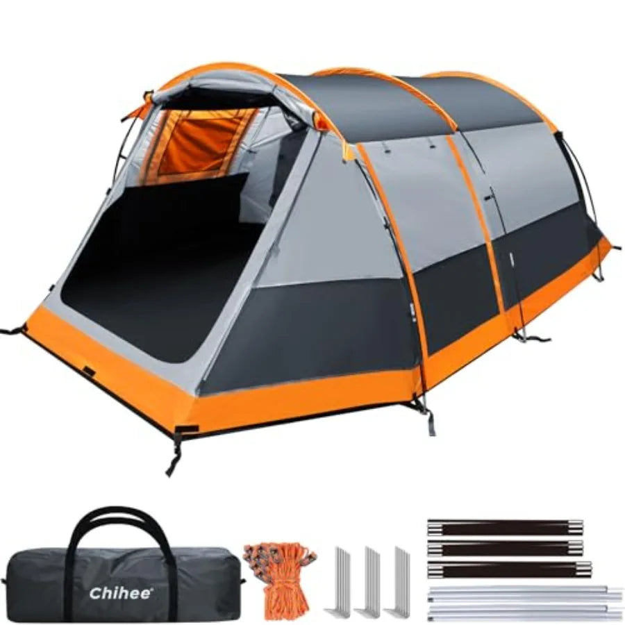Camping Tents Tunnel Tent 4 Person Family Tents with 2 Doors Extra Weatherproof Outdoor Shelter