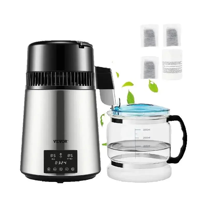 SucceBuy 4L Water Distiller Purifier Filter Dispenser/Softener Dual Temp Display Overheat Protection