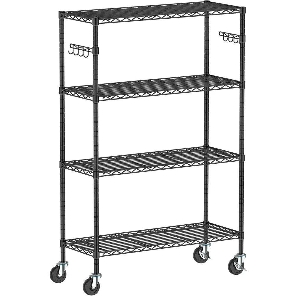 5 Tier Storage Shelves w/Wheels - Metal Shelves for Storage Adjustable Wire Shelving Unit Organizer