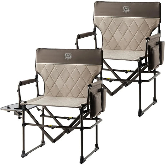 Aluminum Camping Directors Chair with Side Table Pocket Portable Folding Chair
