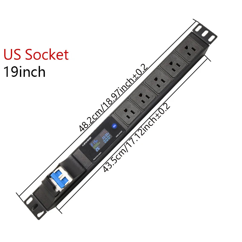 19Inch Cabinet Rack PDU Power Strip EU/US/UK C13/Universal Outlet Digital Voltmeter