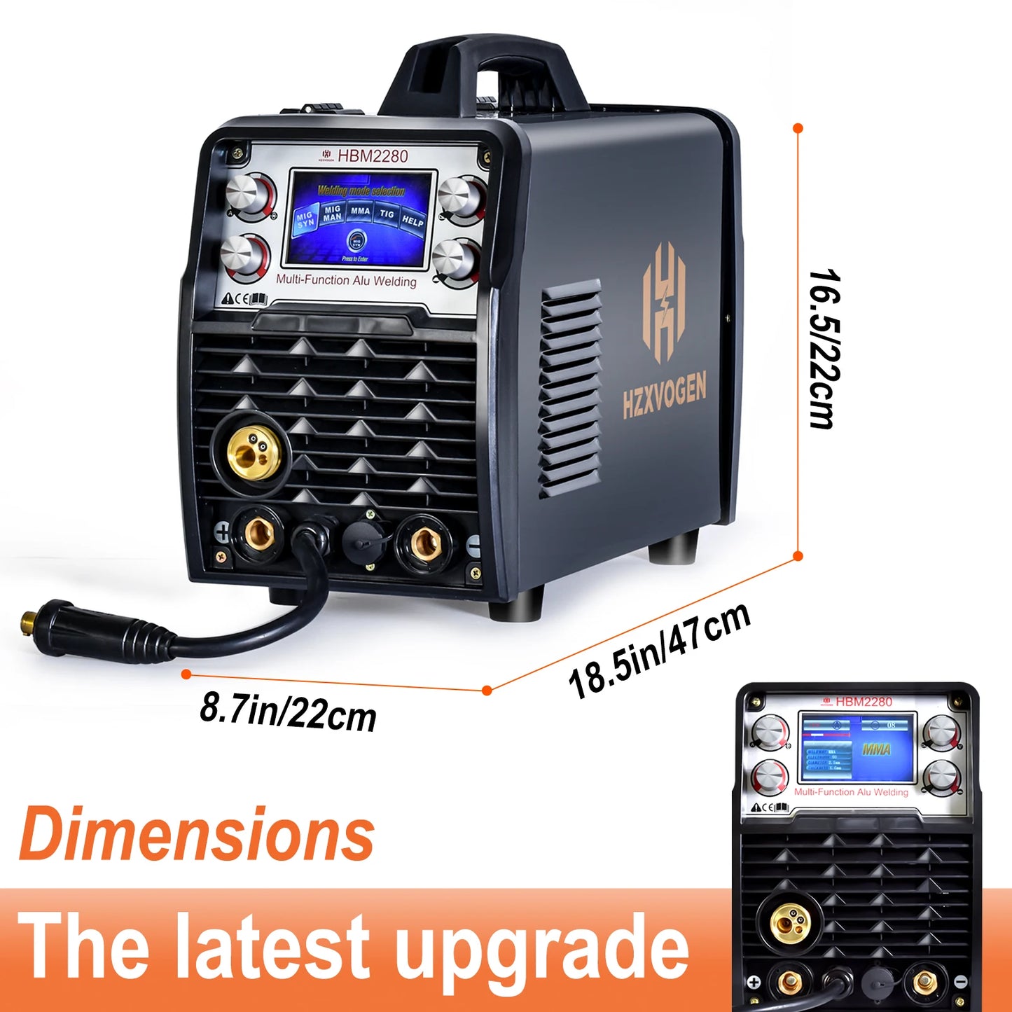 HZXVOGEN 4 In 1 HBM2280 200A Synergy Inverter Welder Gasless Gas MIG Aluminum ARC MMA Tig Tools