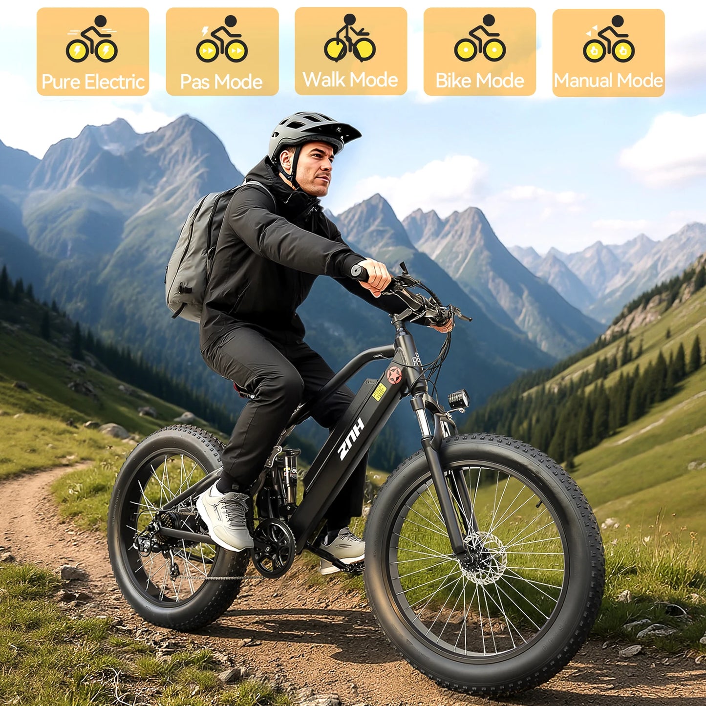 1000W Electric Bike/Fat Tire Ebike 26MPH, 48V 13Ah Battery,26"x4" Electric Mountain Bike, 7-Speed